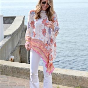 NWT J.Jill floral lite weight poncho. One size.